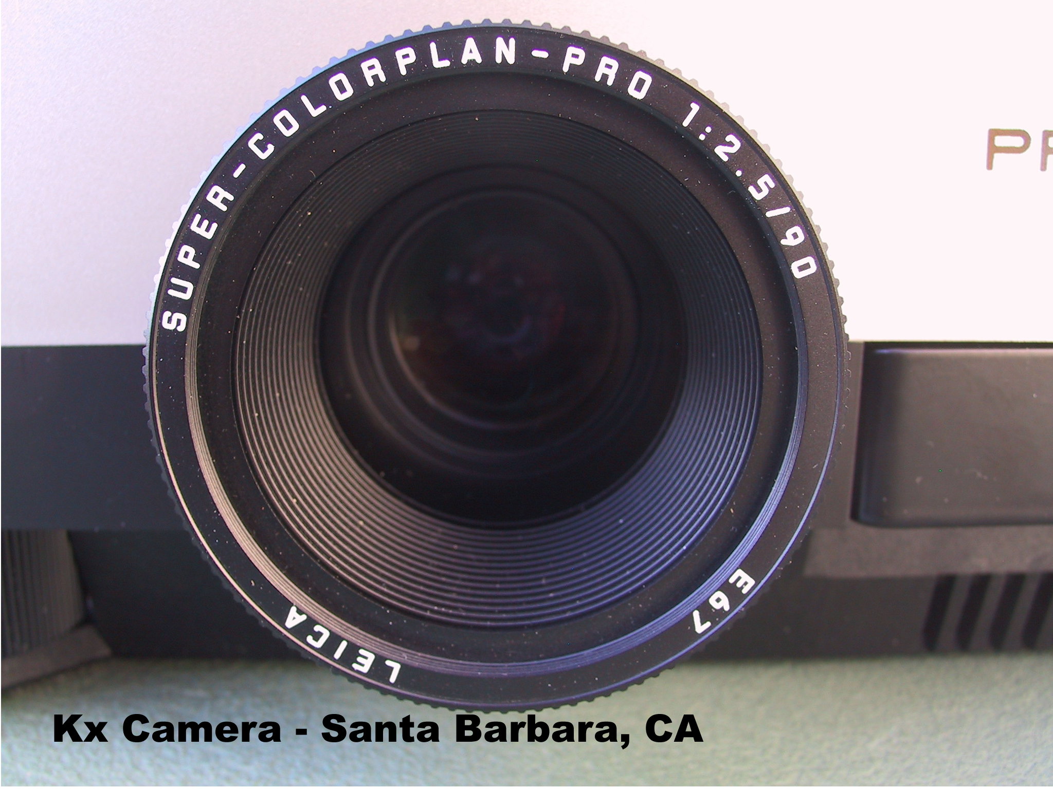Leica 90mm / 2.5 Super Colorplan Pro Lens - KX Camera Kodak Slide Projectors Since 1980 - 1732-1/2 Grand Ave. Santa Barbara, CA 93103 805-963-5625